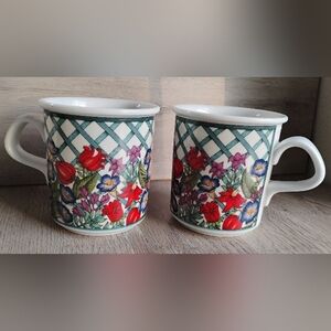 Vintage Dansk Nordic Garden Mugs Coffee/Tea Cups 4" Set Of 2